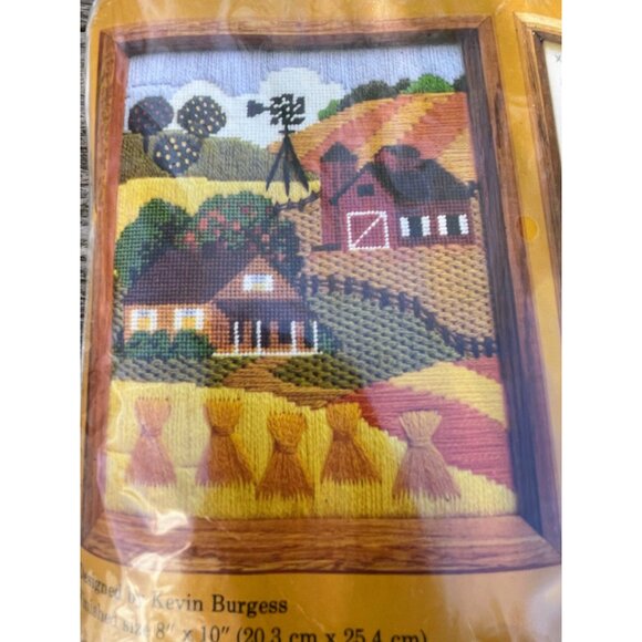 Vintage 1970s Creative Circle Crewel Embroidery Kit Barn Harvest NOS - Picture 2 of 8